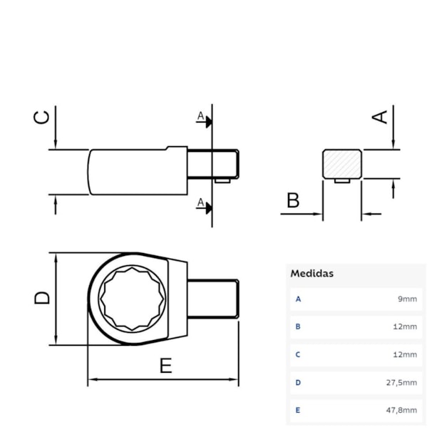 Cabeça Intercambiável Chave Estrela 18mm Encaixe 9x12mm 44512018 TRAMONTINA PRO-a62d8a20-abd0-465b-b43c-82c4e0a0ca80