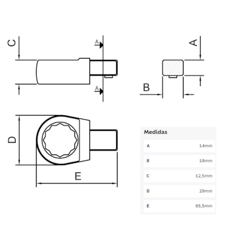 Cabeça Intercambiável Chave Estrela 19mm - Encaixe 14x18mm 44514019 TRAMONTINA PRO-f0ccd2e5-925f-4bcc-a8a4-db565e5418bc