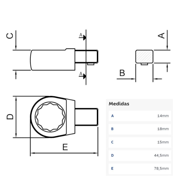 Cabeça Intercambiável Chave Estrela 30mm - Encaixe 14x18mm 44514030 TRAMONTINA PRO-c597ef89-57dc-404e-93b0-691a610d0956