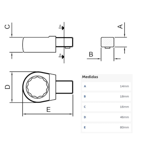 Cabeça Intercambiável Chave Estrela 32mm - Encaixe 14x18mm 44514032 TRAMONTINA PRO-d86ea605-4f68-48cb-9675-e6a996740ca6