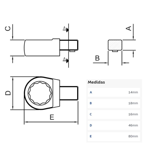 Cabeça Intercambiável Chave Estrela 32mm - Encaixe 14x18mm 44514032 TRAMONTINA PRO-7bea5050-70c6-47a7-aa15-1f59430464ba