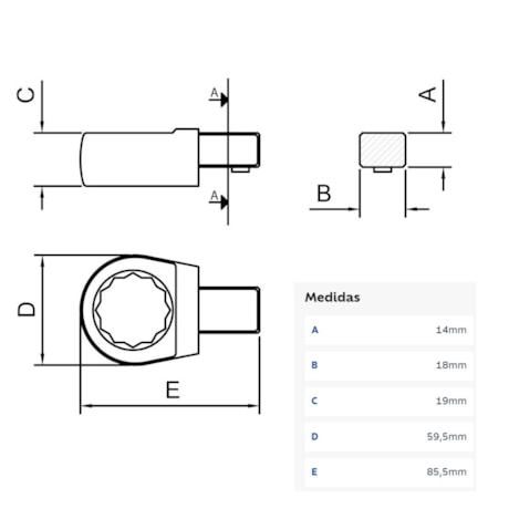 Cabeça Intercambiável Chave Estrela 41mm - Encaixe 14x18mm 44514041 TRAMONTINA PRO