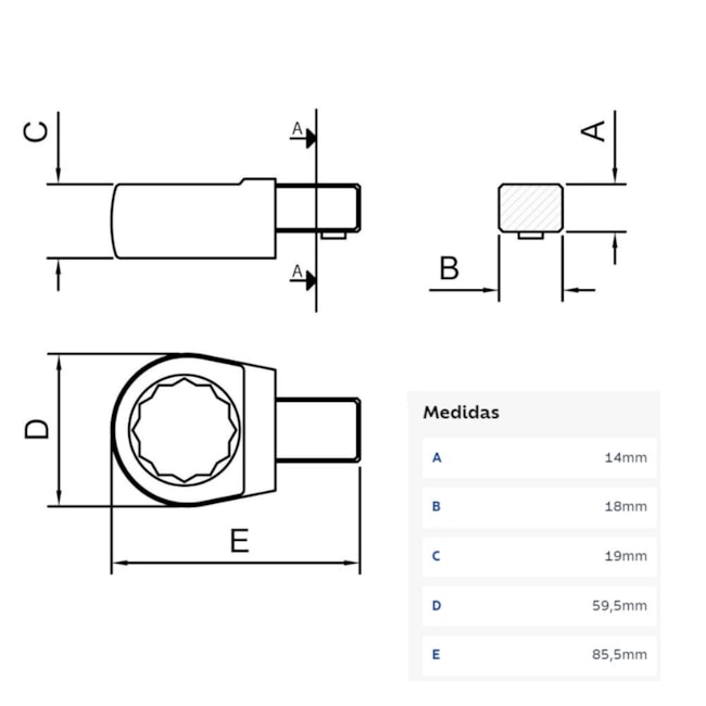 Cabeça Intercambiável Chave Estrela 41mm - Encaixe 14x18mm 44514041 TRAMONTINA PRO-903e9f82-3a08-4f1a-a1f9-d28d94c9ffe7