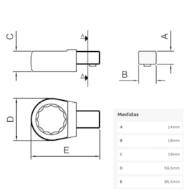 Cabeça Intercambiável Chave Estrela 41mm - Encaixe 14x18mm 44514041 TRAMONTINA PRO