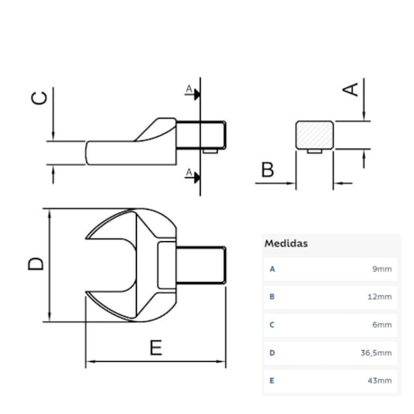Cabeça Intercambiável Chave Fixa 16mm Encaixe 9x12mm 44511016 TRAMONTINA PRO-8aaf1df6-3f60-41bc-9849-6b336e457319