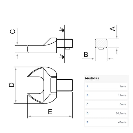 Cabeça Intercambiável Chave Fixa 16mm Encaixe 9x12mm 44511016 TRAMONTINA PRO