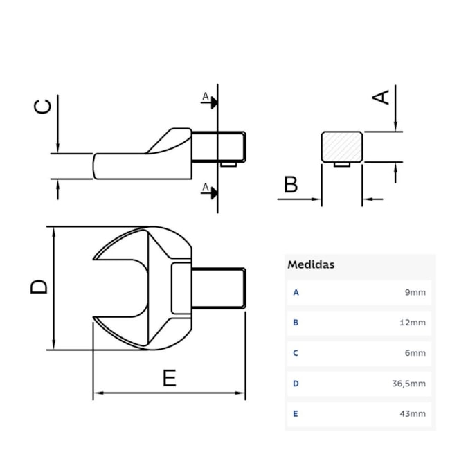 Cabeça Intercambiável Chave Fixa 16mm Encaixe 9x12mm 44511016 TRAMONTINA PRO-b078a971-886f-4b36-9117-c93f14e12196