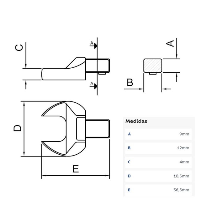 Cabeça Intercambiável Chave Fixa 7mm Encaixe 9x12mm 44511007 TRAMONTINA PRO-79bed86f-03b1-49a5-83a7-8e7b9d985976