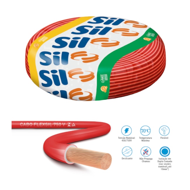 Cabo Flex 10.0mm 750V Rolo 100 metros FLEXSIL SIL-b9eca92e-12e9-46f1-a4f6-0b463d3200fd