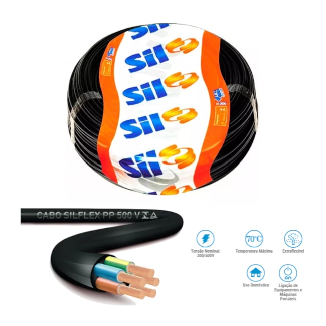 Cabo Flexível Preto PP 3 x 4.0mm 500V SILFLEX SIL - VENDIDO POR METRO-ccc5e8b6-0ab4-4ea3-a42f-23a77997513e
