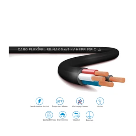 Cabo Flexível Preto HEPR 90º 4x25.0mm 1kV SILNAX SIL - VENDIDO POR METRO-d3c23388-dfbc-4644-ad8d-4fbee6e5c369