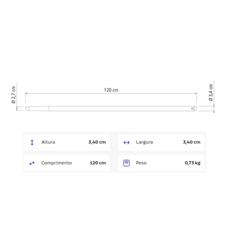 Cabo Longo de Madeira para Pá e Cavadeira 120cm 78753002 TRAMONTINA