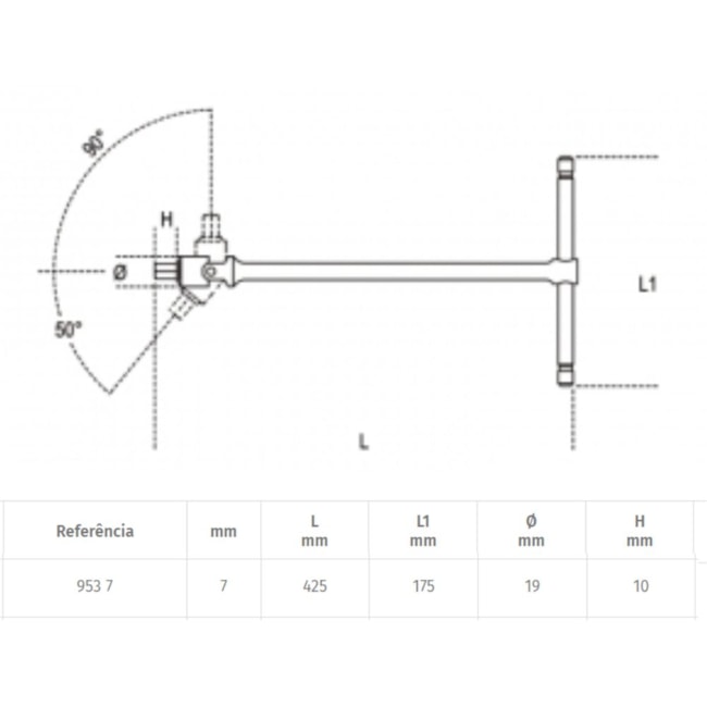Cabo T Deslizante Articulado Chave Hexagonal com Macho 7mm 953 BETA-33b81186-fcbc-48d8-8de3-feaf0e3782ca