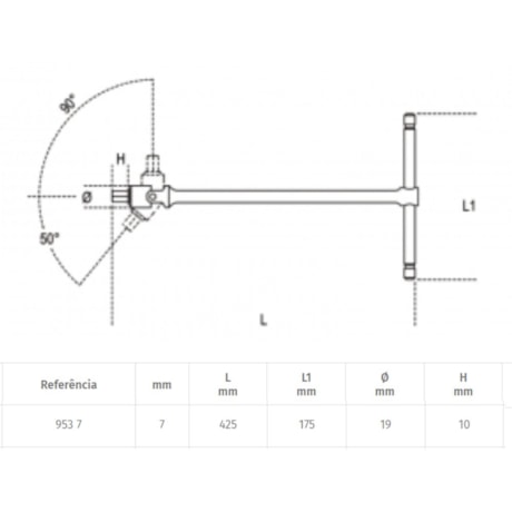 Cabo T Deslizante Articulado Chave Hexagonal com Macho 7mm 953 BETA-e056c972-80da-4012-98ef-361b4149511d
