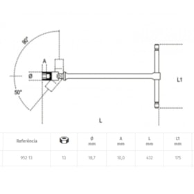 Cabo T Deslizante Articulado Chave Soquete Hexagonal 13mm 952 BETA