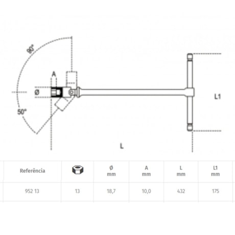 Cabo T Deslizante Articulado Chave Soquete Hexagonal 13mm 952 BETA-7a4be93b-6983-4d69-ba00-6da1436c3bb1