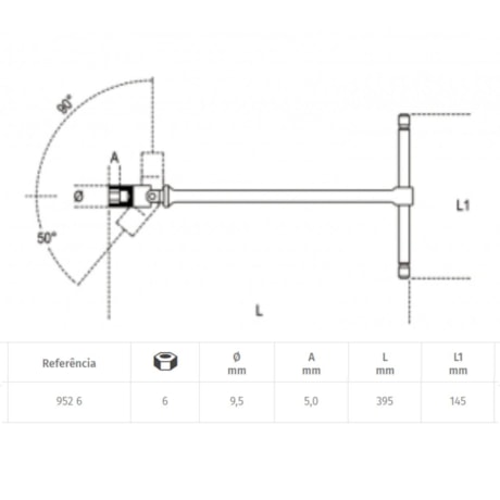 Cabo T Deslizante Articulado Chave Soquete Hexagonal 6mm 952 BETA-8da0f811-1d4f-4d45-9003-f952b63174b7