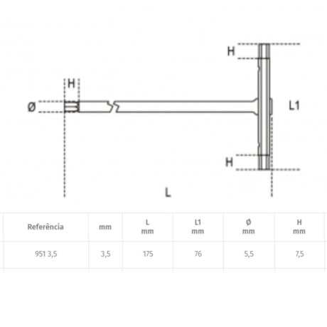 Cabo T Deslizante Chave Hexagonal 3.5mm 951 BETA-b1bbf2a2-170d-402d-b918-a44540af0467