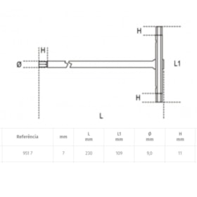 Cabo T Deslizante Chave Hexagonal 7mm 951 BETA