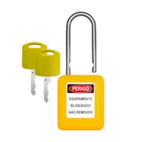 Cadeado Plástico 38,0mm Haste Metálica (Cromada) Amarelo com 2 Chaves CMCAM240CD TAGOUT