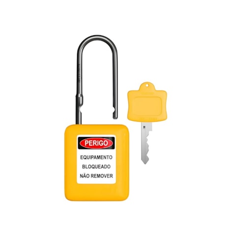 Cadeado Plástico Amarelo 38,0mm Haste Aço Inox com 1 Chave CAAM14004CD TAGOUT