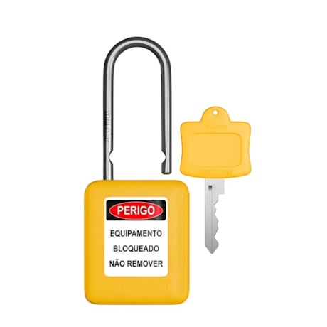 Cadeado Plástico Amarelo 38,0mm Haste Aço Inox com 1 Chave CAAM140CD TAGOUT