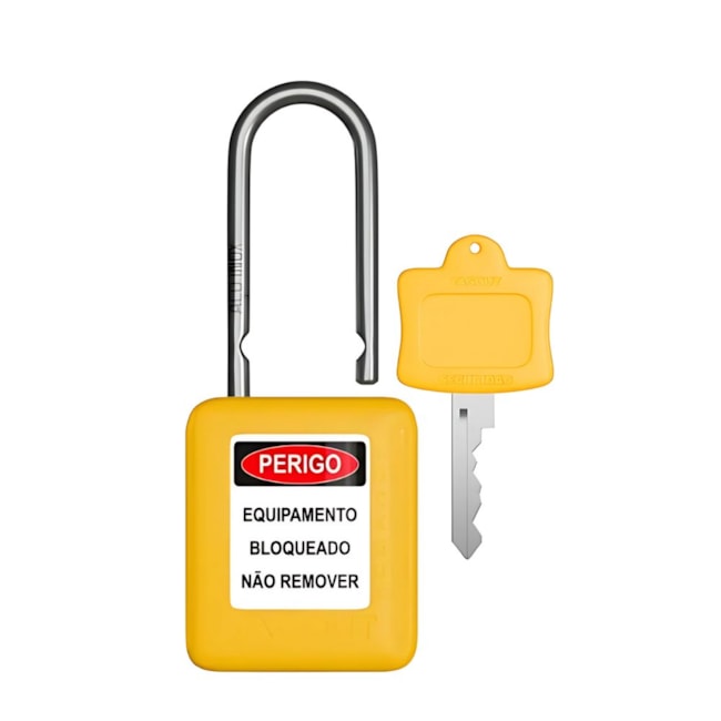 Cadeado Plástico Amarelo 38,0mm Haste Aço Inox com 1 Chave CAAM140CD TAGOUT-0062b620-b48f-493e-b3b1-0ef9c30e1502