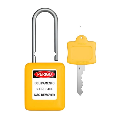 Cadeado Plástico Amarelo 38,0mm Haste de Alumínio com 1 Chave CALAM140CD TAGOUT