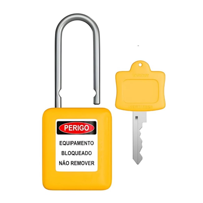 Cadeado Plástico Amarelo 38,0mm Haste de Alumínio com 1 Chave CALAM140CD TAGOUT-8079ef4b-2362-444f-ab6e-64c262f473bd