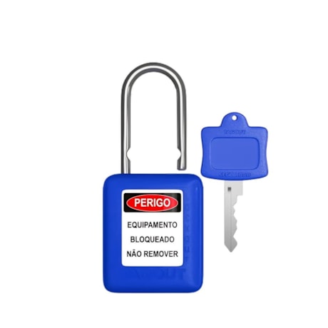 Cadeado Plástico Azul 25,0mm Haste Cromada com 1 Chave CMCAZ125CD TAGOUT