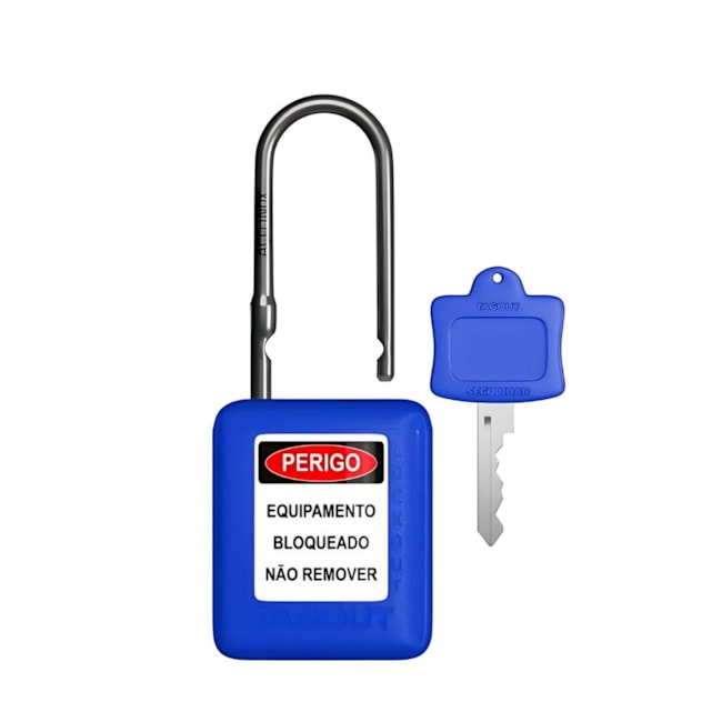 Cadeado Plástico Azul 38,0mm Haste Aço Inox com 1 Chave CAAZ14004CD TAGOUT-d938bca9-5f4b-479b-889c-09a46ea034f1