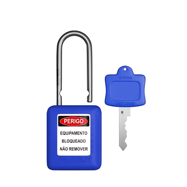 Cadeado Plástico Azul 38,0mm Haste Aço Inox com 1 Chave CAAZ140CD TAGOUT-0274f814-e53c-420e-bd70-c5022e7bb7b7