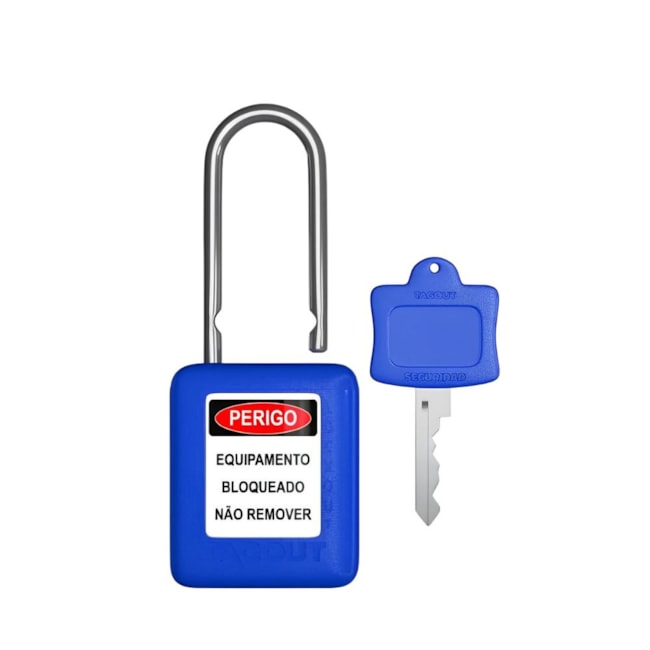 Cadeado Plástico Azul 38,0mm Haste Metálica (Cromada) com 1 Chave CMCAZ140CD TAGOUT-671d63f0-d847-4e21-99ed-c7e4121b97e3