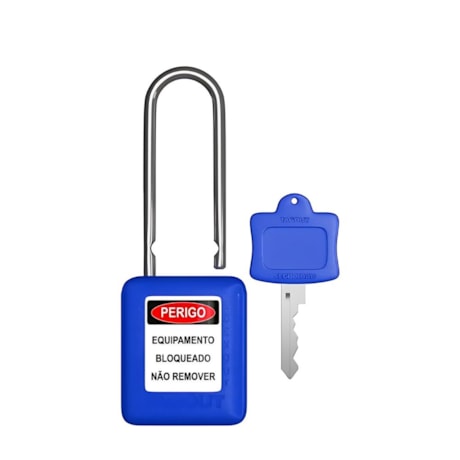 Cadeado Plástico Azul 50,0mm Haste Metálica (Cromada) com 1 Chave CMCAZ150CD TAGOUT