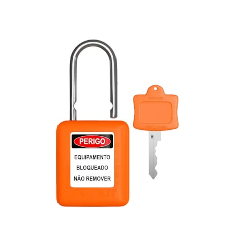 Cadeado Plástico Laranja 25,0mm Haste Cromada com 1 Chave CMCLA125CD TAGOUT