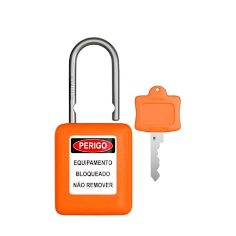 Cadeado Plástico Laranja 25,4mm Haste Aço Inox com 1 Chave CALA125CD TAGOUT