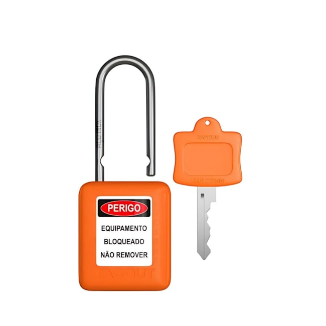 Cadeado Plástico Laranja 38,0mm Haste Aço Inox com 2 Chaves CALA140CD TAGOUT-b970b6ee-8972-45e1-a3cf-18d9c94492b0