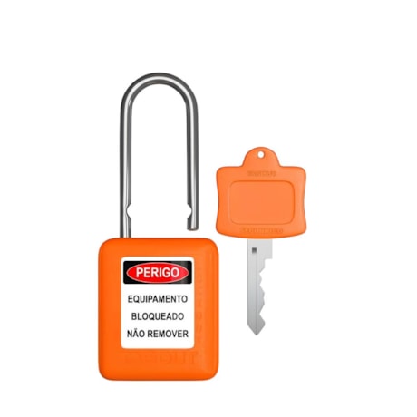 Cadeado Plástico Laranja 38,0mm Haste Metálica (Cromada) com 1 Chave CMCLA14004CD TAGOUT