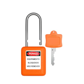Cadeado Plástico Laranja 38,0mm Haste Metálica (Cromada) com 1 Chave CMCLA140CD TAGOUT