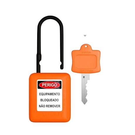 Cadeado Plástico Laranja 38,0mm Haste Plástica com 1 Chave CPLA14004CD TAGOUT