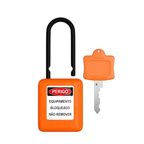Cadeado Plástico Laranja 38,0mm Haste Plástica com 1 Chave CPLA140CD TAGOUT