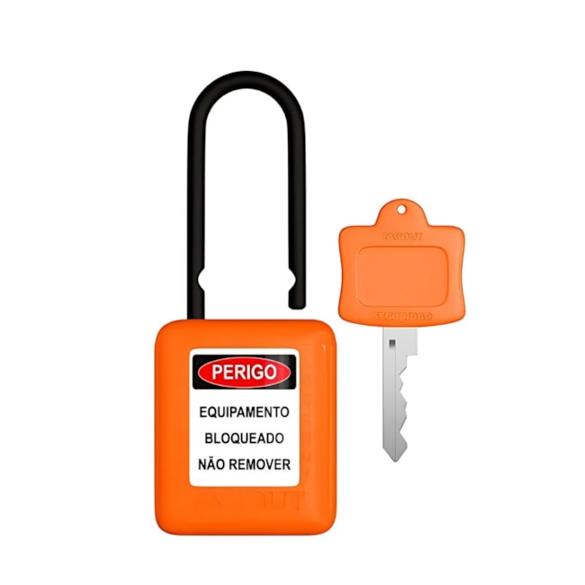 Cadeado Plástico Laranja 38,0mm Haste Plástica com 1 Chave CPLA140CD TAGOUT-659fa642-0831-41df-9c6b-4d49d616d95f