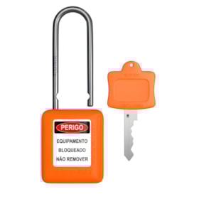 Cadeado Plástico Laranja Haste Aço Inox 50mm com 1 Chave CALA150CD TAGOUT
