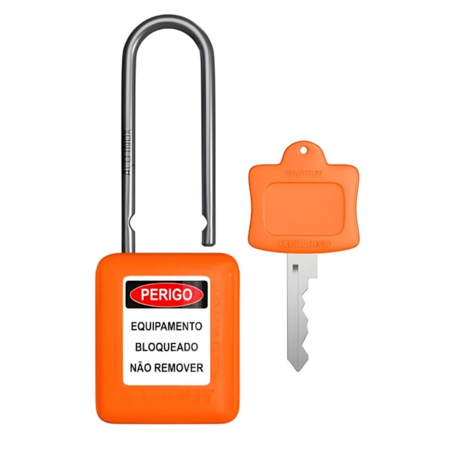 Cadeado Plástico Laranja Haste Aço Inox 50mm com 1 Chave CALA150CD TAGOUT-a46dc95a-1581-4b4d-95fd-df1b6ec5f6fa