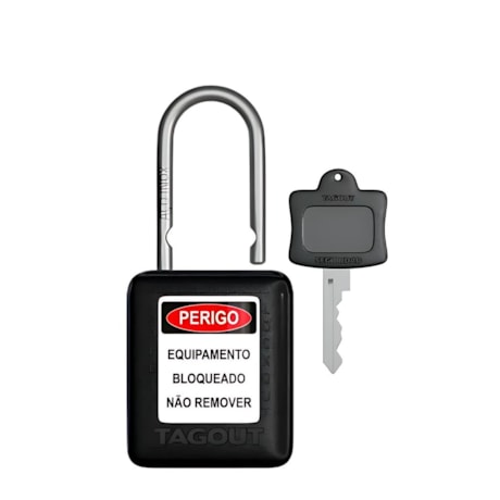 Cadeado Plástico Preto 25,4mm Haste Aço Inox com 1 Chave CAPR125CD TAGOUT