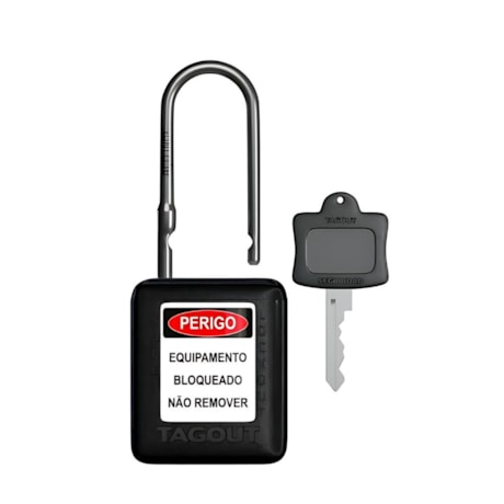 Cadeado Plástico Preto 38,0mm Haste Aço Inox com 1 Chave CAPR14004CD TAGOUT