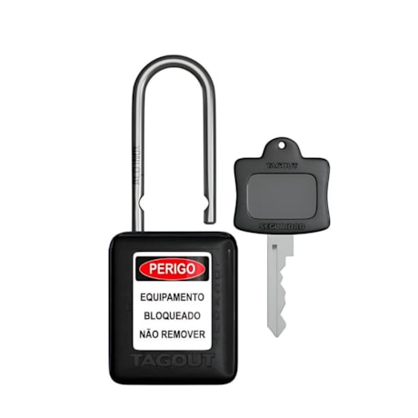 Cadeado Plástico Preto 38,0mm Haste Aço Inox com 1 Chave CAPR140CD TAGOUT