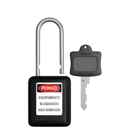 Cadeado Plástico Preto 38,0mm Haste Alumínio com 1 Chave CALPR140CD TAGOUT