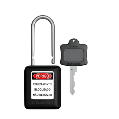 Cadeado Plástico Preto 38,0mm Haste Alumínio com 1 Chave CALPR140CD TAGOUT