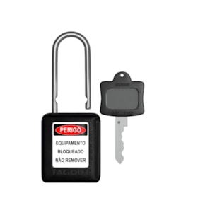 Cadeado Plástico Preto 38,0mm Haste Metálica (Cromada) com 1 Chave CMCPR14004CD TAGOUT